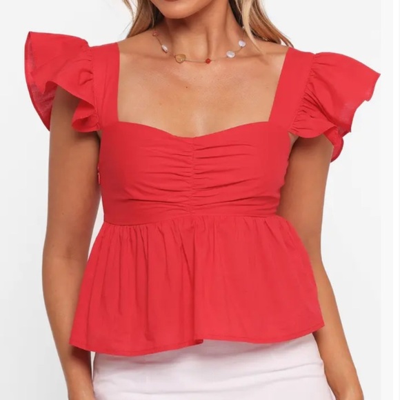 Petal & Pup Tops - Lyric Ruffle Cotton Babydoll Top
Petal & Pup red